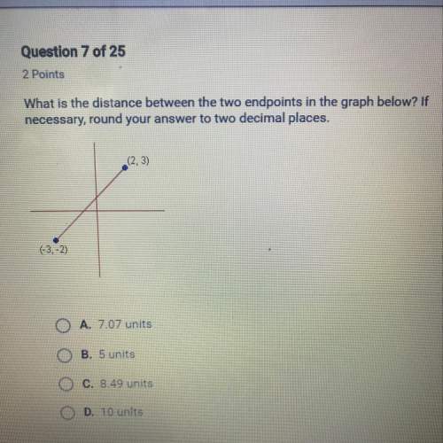 what is the distance between the two endpoints in the graph below? if necessary, round your