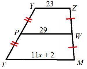 Find the value of x. a. 7 b. 3 c. 5 d. 35