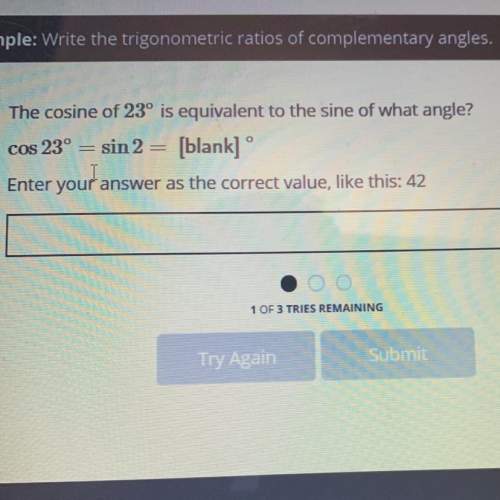 The cosine of 23° is equivalent to the sine of what angle