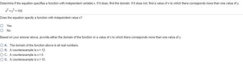 Determine if the equation specifies a function with independent variable x. if it does, find the do