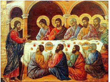 Look at this painting by duccio. this painting departs from earlier medieval art b