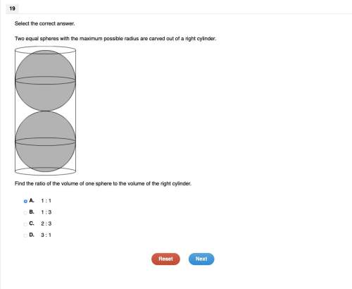 select the correct answer. two equal spheres with the maximum possible radius are carve