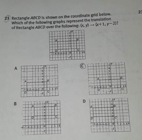 Which of the following graphs represents the translation of rectangle abdc over the following: (x,y