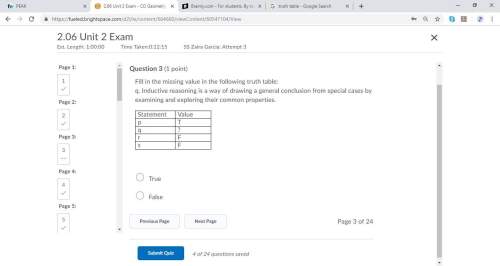 Fill in the missing value in the following truth table: q. inductive reasoning is a way of drawing a