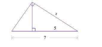 In the figure below, find the exact value of z. (do not approximate your answer)