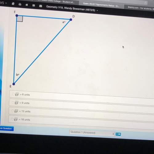 Atriangle was dialated by a scale factor of 4. if tan a = 4/3 and line fd measures 12 units, how lon