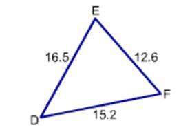 List the angles of the triangle def from smallest to largest.