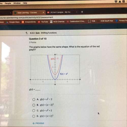 The graphs below have the same shape. what is the equation of the red graph?