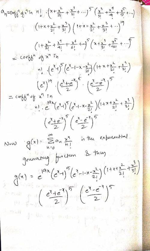 Find the exponential generating function for the number of alphanumeric strings of length n formed f