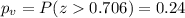 p_v =P(z0.706)=0.24