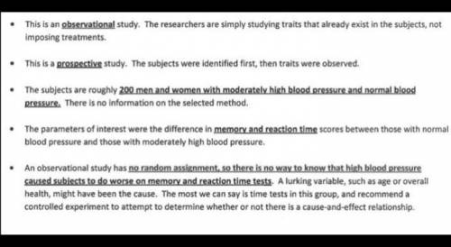 Use the report of statistical research to identify the following. a) whether it was an observational