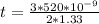 t = \frac{3 * 520 * 10^{-9} }{2*1.33}