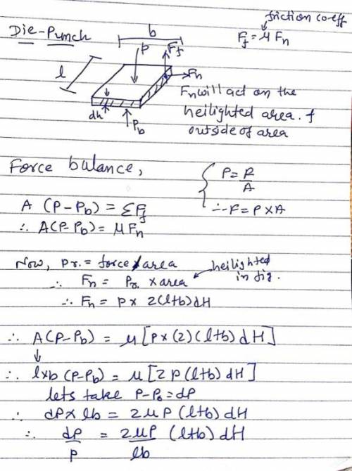 For powder compaction using a single-action punch, derive an expression for the distribution of axia