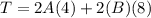 T = 2 A (4) + 2(B)(8)