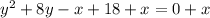 y^2+8y-x+18+x=0+x