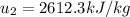 u_{2} = 2612.3 kJ/kg