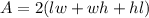 A = 2 ( lw+wh +hl)