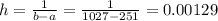 h = \frac{1}{b-a} =\frac{1}{1027-251}=0.00129