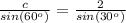 \frac{c}{sin(60^o)}=\frac{2}{sin(30^o)}