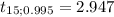 t_{15;0.995}= 2.947