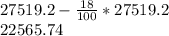 27519.2 - \frac{18}{100} * 27519.2\\22565.74