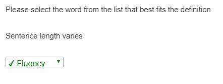 Please select the word from the list that best fits the definition Sentence length varies Organizati