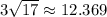 3\sqrt{17}\approx12.369