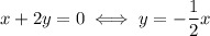 x+2y=0 \iff y=-\dfrac{1}{2}x