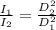 \frac{I_1}{I_2}=\frac{D_2^2}{D_1^2}