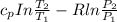 c_p In \frac{T_2}{T_1} - Rln \frac{P_2}{P_1}