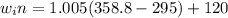 w_in = 1.005(358.8 - 295)+120