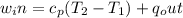 w_in = c_p(T_2 - T_1)+q_out