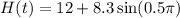 H(t) = 12 + 8.3\sin(0.5\pi)