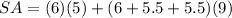 SA = (6)(5)+(6+5.5+5.5)(9)