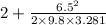 2 + \frac{6.5^2}{2\times 9.8\times 3.281}