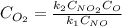 C_{O_2}=\frac{k_2C_{NO_2}C_{O}}{k_1C_{NO}}