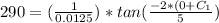 290=(\frac{1}{0.0125})*tan(\frac{-2*(0+C_{1} }{5}  )