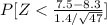 P [Z< \frac{7.5-8.3}{1.4/ \sqrt{47}}]
