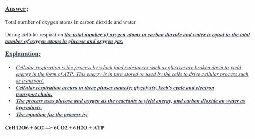 During cellular respiration which of the following is eqaul to the number of atoms of carbon in gluc