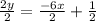 \frac{2y}{2} =\frac{-6x}{2}+\frac{1}{2}