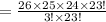 =\frac{26\times25\times24\times23!}{3!\times23!}