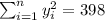 \sum_{i=1}^n y^2_i =398