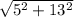 \sqrt{5^{2}+13^{2}  }