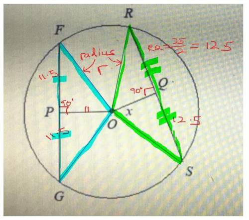 Find the value of x. If necessary, round your answer to the nearest tenth. O is the center of the ci