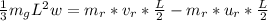 \frac{1}{3} m_g L^2 w   =    m_r * v_r * \frac{L}{2} -   m_r * u_r * \frac{L}{2}