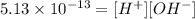 5.13\times 10^{-13}=[H^+][OH^-]