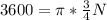 3600 = \pi * \frac{3}{4} N