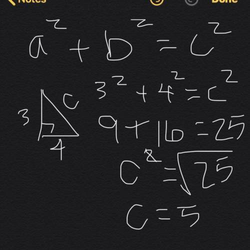 Find the length of the hypotenuse of a right triangle if a = 3 and b = 4.A) 3.5 B) 5 C) 6 D) 7