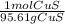 \frac{1 mol CuS}{95.61 g CuS}