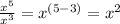 \frac{x^5}{x^3} =x^{(5-3)}=x^2